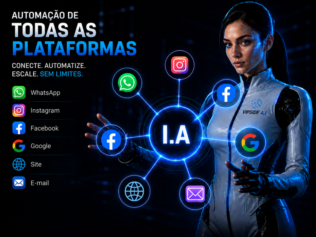 IA atendendo pacientes em clínica futurista com agenda holográfica